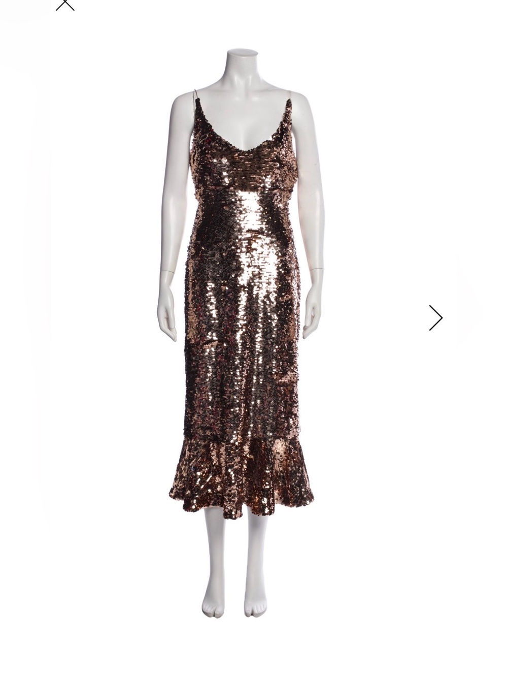 NWT SALONI Rose Gold Sequin Slip Midi Dress Size 4